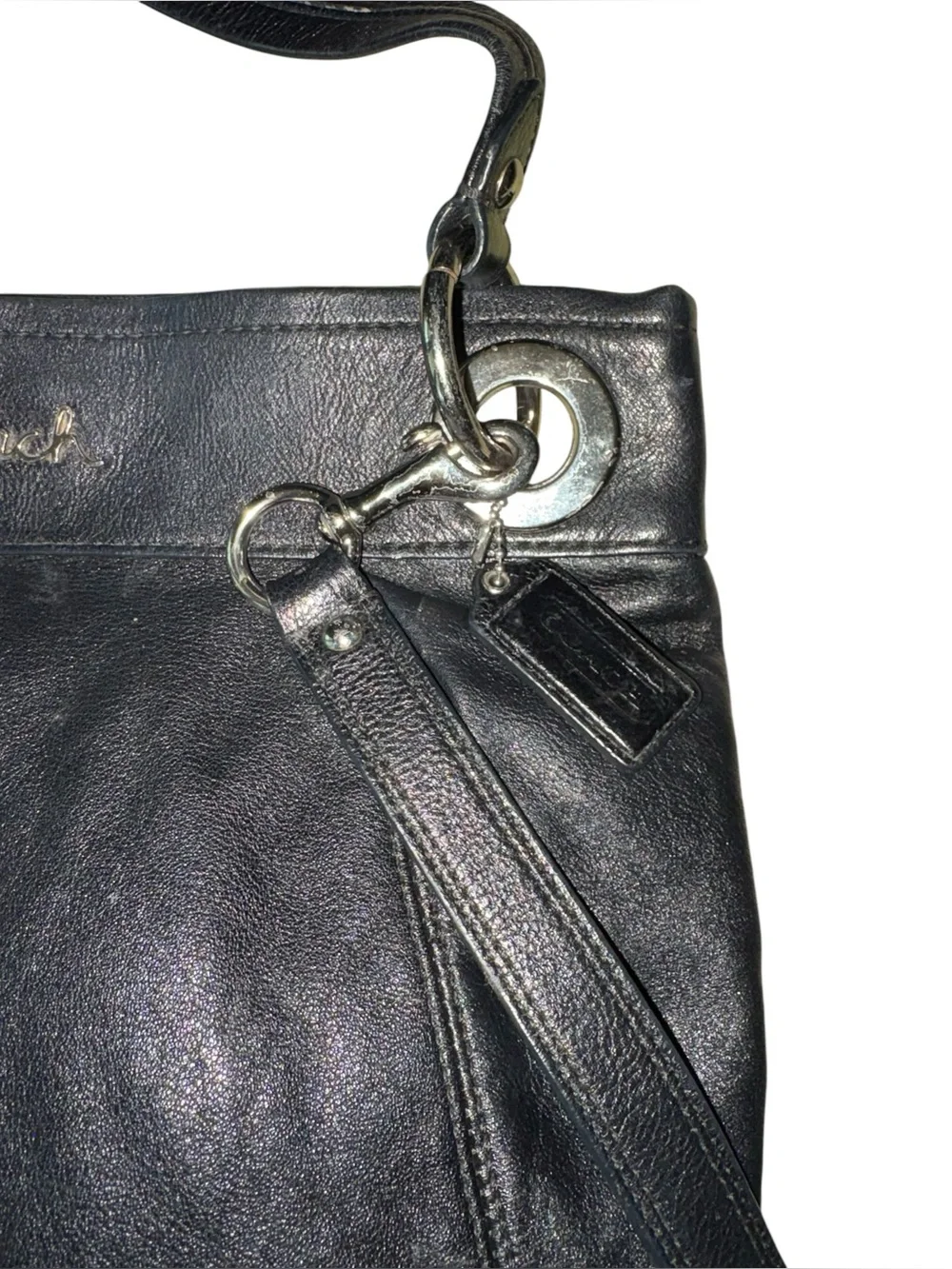 COACH Ashley Hippie Y2K Black Leather Shoulder Bag Crossbody - F17605